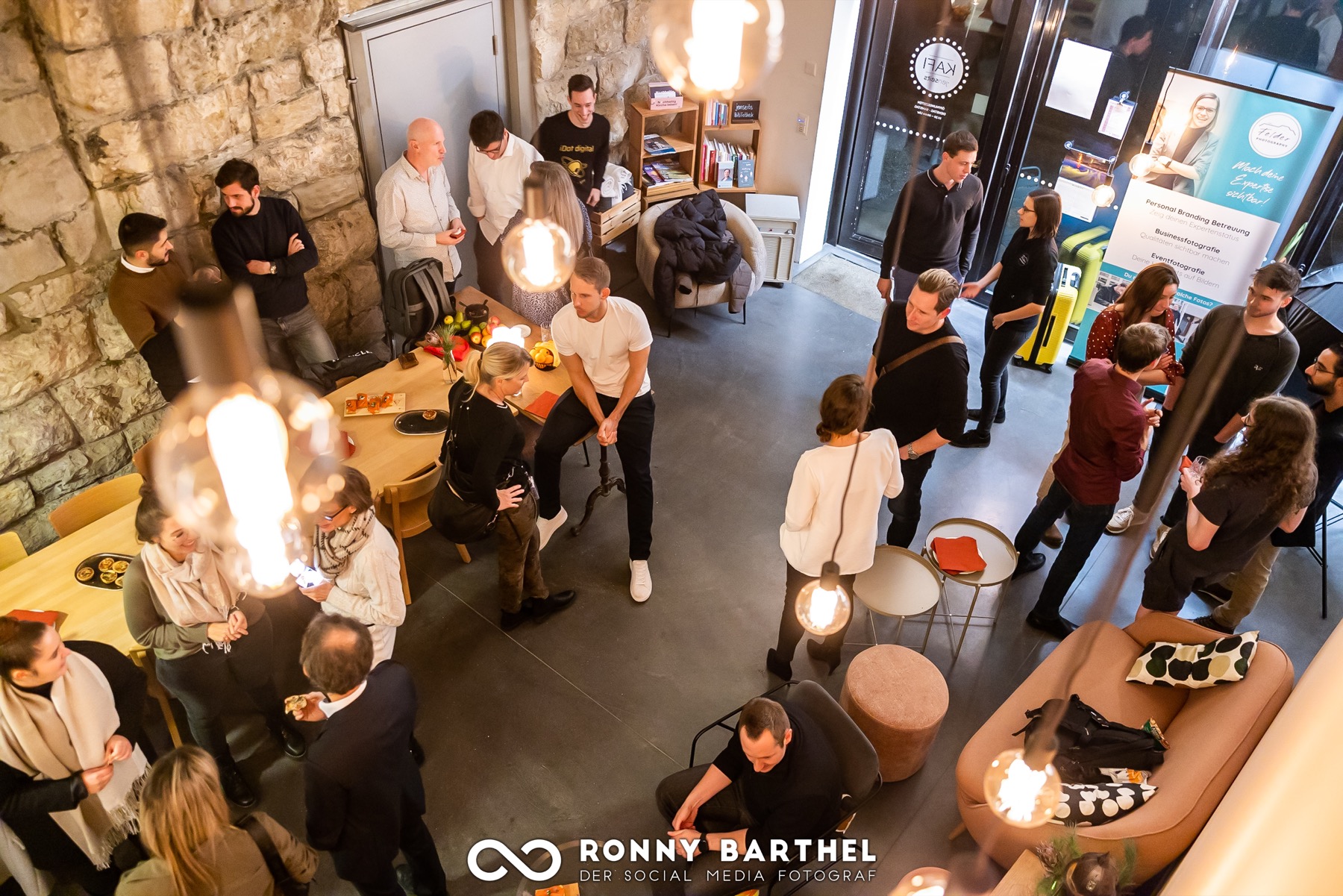 Guests connecting at a gathering in Zurich